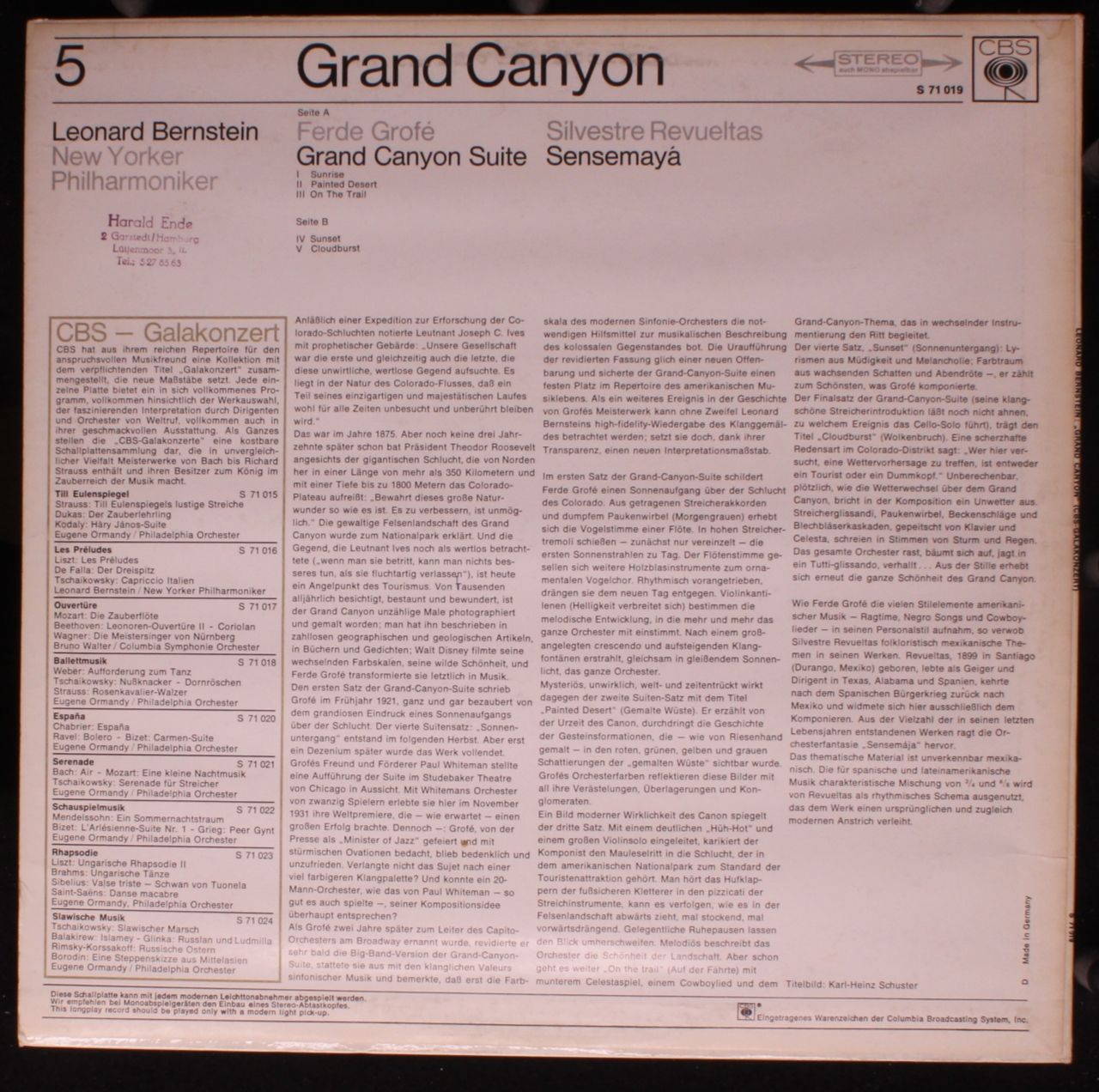 CBS S 71 019 - Ferde Grofé, Silvestre Revueltas, Leonard Bernste - Image 2