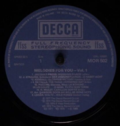 DECCA MOR 502 - Various - Melodies For You Vol.1 - Image 3