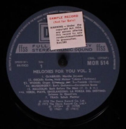 DECCA MOR 514 - Various - Melodies For You Vol.2 - Image 3