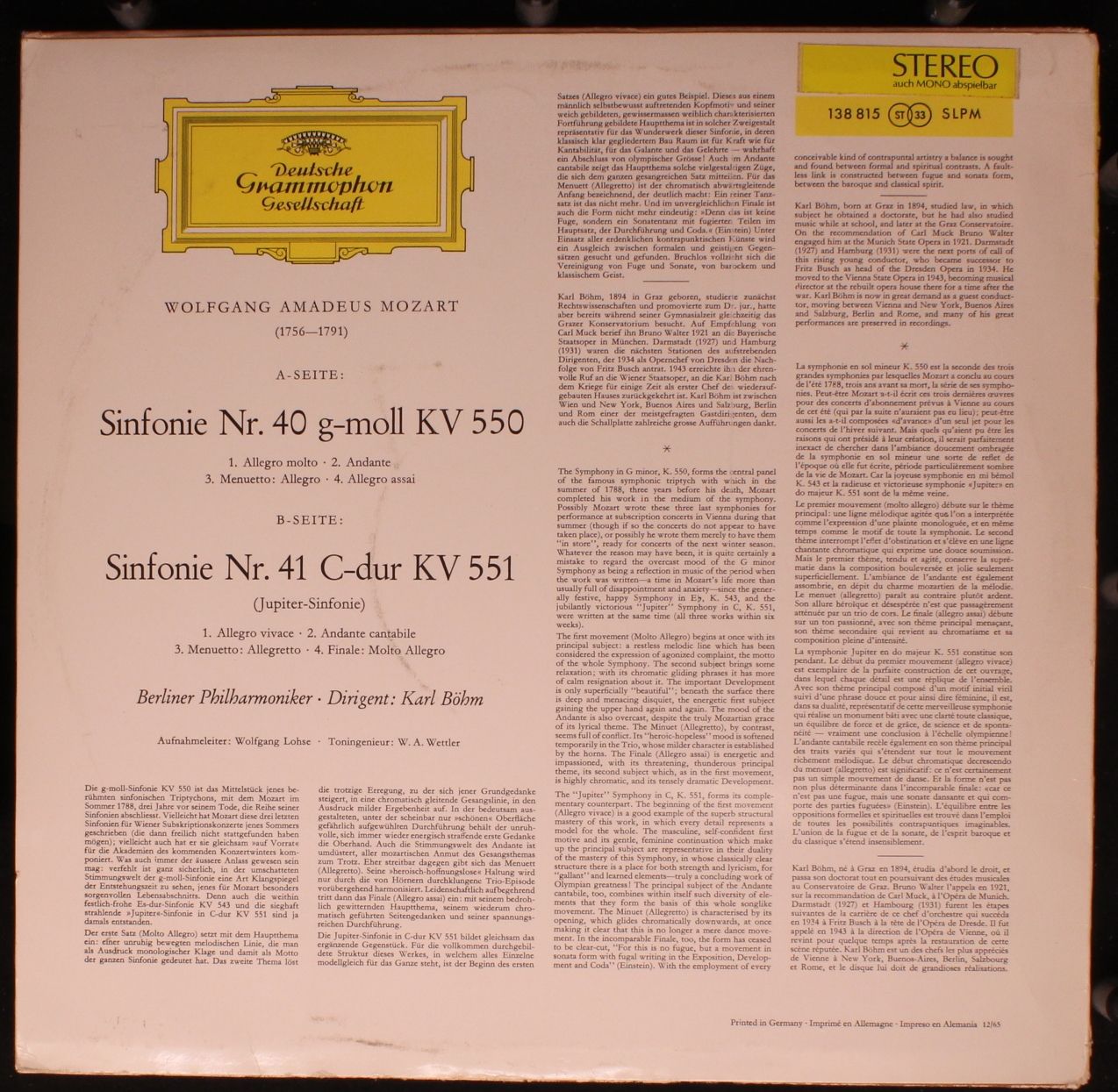 Deutsche Grammophon 138 815 SLPM - Wolfgang Amadeus Mozart, Berl - Image 2