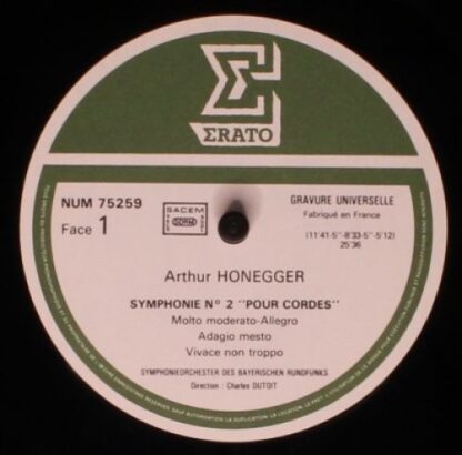 Erato NUM 75259 - Arthur Honegger, Symphonie-Orchester Des Bayer - Image 3