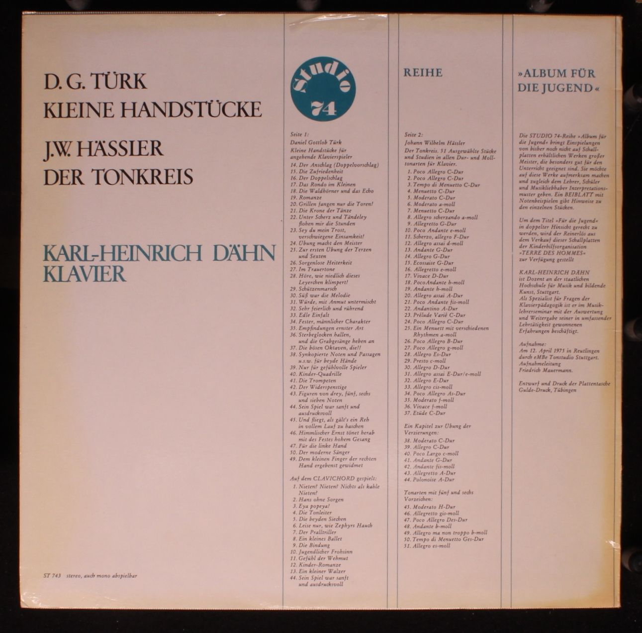 Studio 74 (3) MAS 026 - Daniel Gottlob Türk, Johann Wilhelm Häss - Image 2