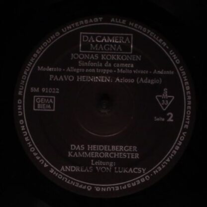 Da Camera Magna SM 91022 - Joonas Kokkonen, Paavo Heininen - Mus - Image 4