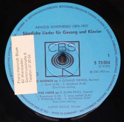 CBS Inc. S 77 273 - Arnold Schoenberg, Glenn Gould - Sämtliche L - Image 4