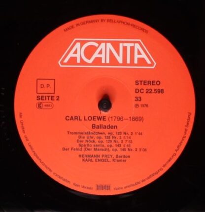 ACANTA DC 22.598 - Carl Loewe, Hermann Prey, Karl Engel - Ballad - Image 4