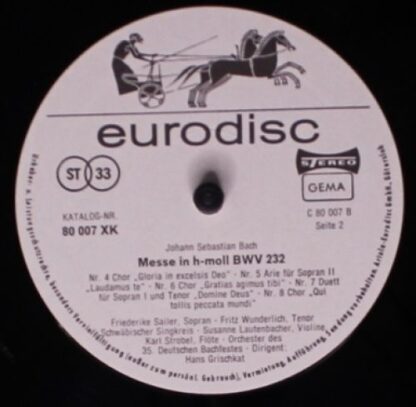 Eurodisc 80 010 XK - Johann Sebastian Bach - Messe In H-Moll - Image 4