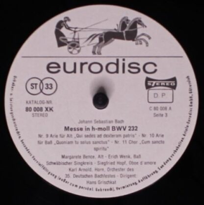 Eurodisc 80 010 XK - Johann Sebastian Bach - Messe In H-Moll - Image 5