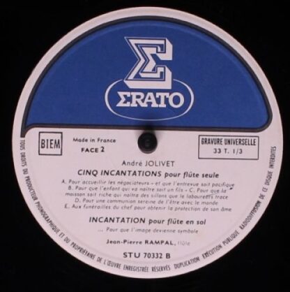 Erato STU 70332 - André Jolivet, Jean-Pierre Rampal, Orchestre D - Image 4