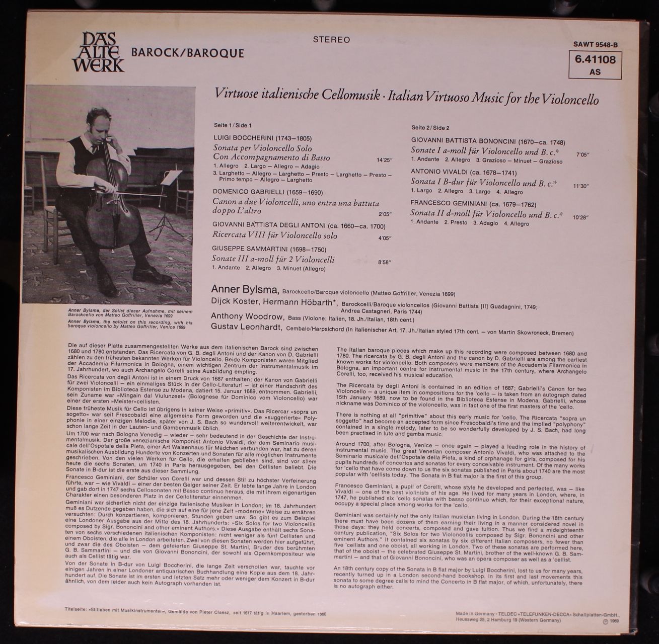 Telefunken 6.41108 AS - Luigi Boccherini, Francesco Geminiani, A - Image 2