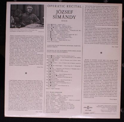 Hungaroton LPX 11428 - József Simándy - Operatic Recital - Image 2