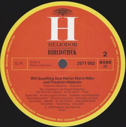 Heliodor Bibliothek 2571 002 - Will Quadflieg, Rainer Maria Rilk - Image 4