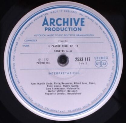 Archiv Produktion 2533 117 - Antonio Vivaldi - 6 Sonaten Op. 13 - Image 5