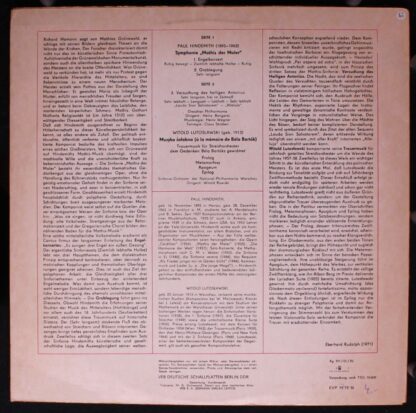 Eterna 8 25 870 - Paul Hindemith, Witold Lutoslawski - Mathis De - Image 2