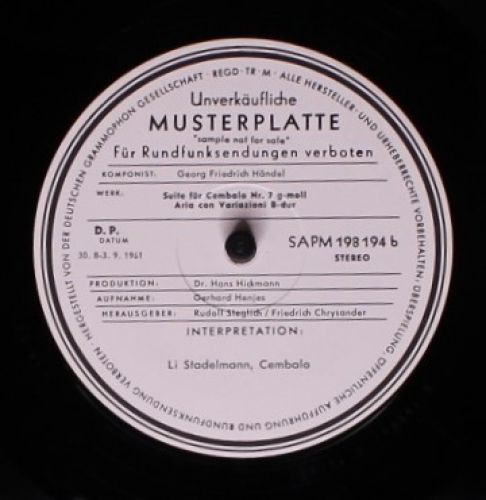 Archiv Produktion 198 194 - Georg Friedrich Händel, Li Stadelman - Image 2