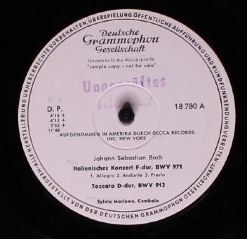 Deutsche Grammophon 18 780 - Johann Sebastian Bach, Sylvia Marlo