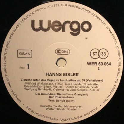 WERGO WER 60 064 - Hanns Eisler - Hanns Eisler Kassette - Image 3