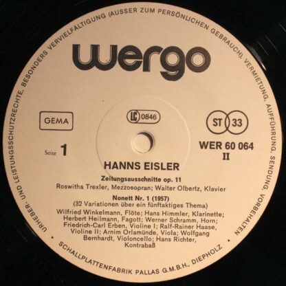 WERGO WER 60 064 - Hanns Eisler - Hanns Eisler Kassette - Image 5