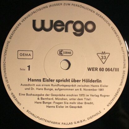 WERGO WER 60 064 - Hanns Eisler - Hanns Eisler Kassette - Image 7