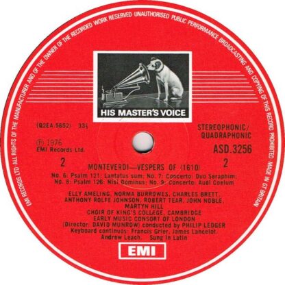His Master's Voice SLS 5064 - Claudio Monteverdi, Elly Ameling, - Image 3