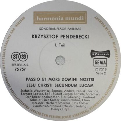 Harmonia Mundi HMSL 3101/2 - Krzysztof Penderecki - Passio Et Mo - Image 4