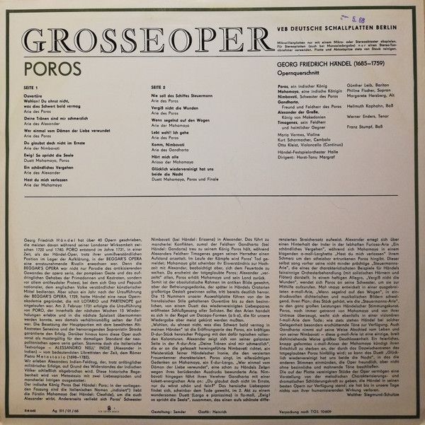 Eterna 8 20 771 - Georg Friedrich Händel, Günther Leib, Philine - Image 2