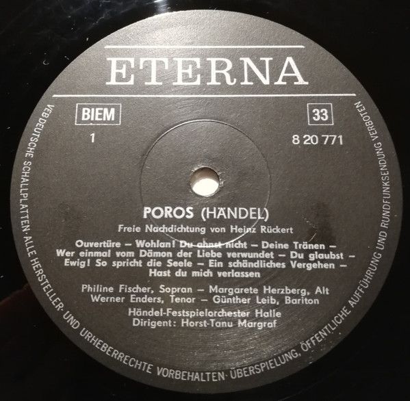 Eterna 8 20 771 - Georg Friedrich Händel, Günther Leib, Philine - Image 3