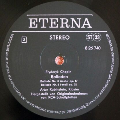 Eterna 8 26 740 - Frédéric Chopin, Arthur Rubinstein - Balladen - Image 4