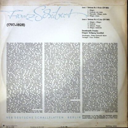 Eterna 8 20 806 - Franz Schubert, Staatskapelle Dresden, Wolfgan - Image 2