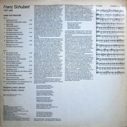 Eterna 8 27 141 - Franz Schubert, Siegfried Lorenz, Norman Shetl - Image 2