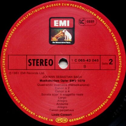 His Master's Voice 1C 065-43 045 - Johann Sebastian Bach, Linde- - Image 4