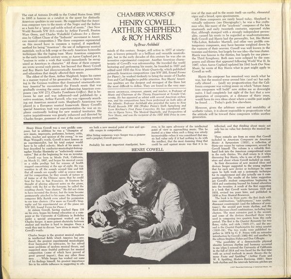 New World Records NW 218 - Arthur Shepherd (2), Henry Cowell, Ro - Image 2