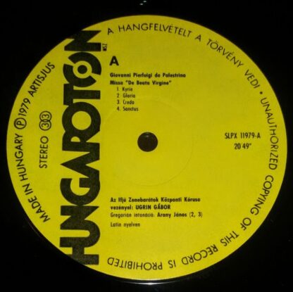 Hungaroton SLPX 11979 - Giovanni Pierluigi da Palestrina, Ugrin - Image 3