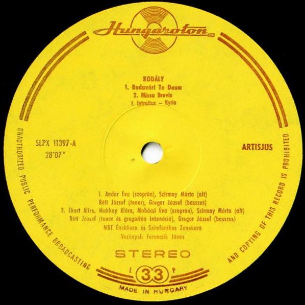 Hungaroton LPX 11397 - János Ferencsik, Magyar Rádió És Televízi - Image 4