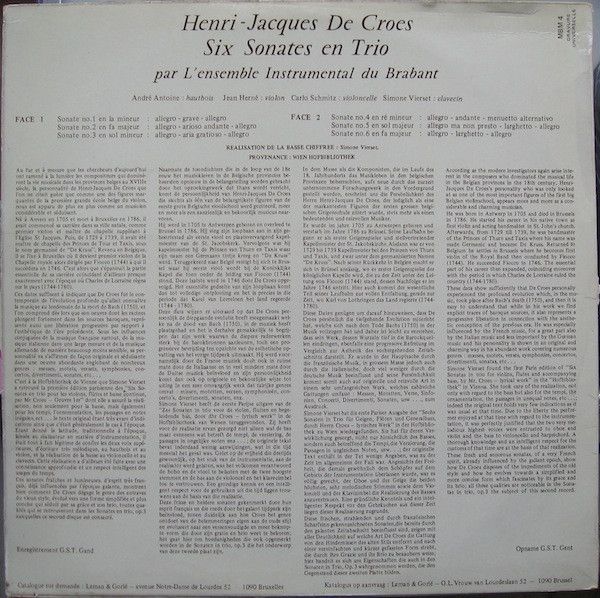 Monumenta Belgicae Musicae MBM 4 - Henri-Jacques de Croes, L'Ens - Image 2