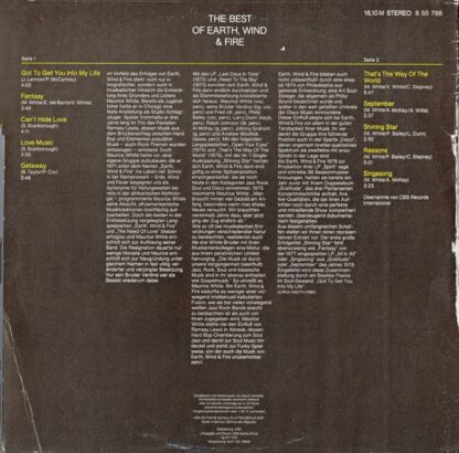 Amiga 8 55 788 - Earth, Wind & Fire - The Best Of Earth, Wind & - Image 2