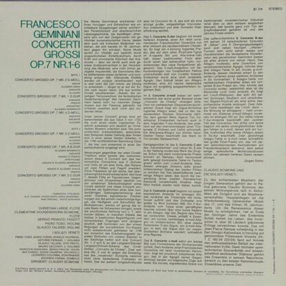 His Master's Voice 61 714 - Francesco Geminiani, I Solisti Venet - Image 2
