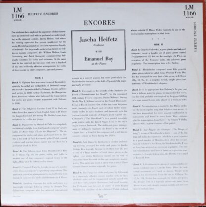 RCA Red Seal LM 1166 - Jascha Heifetz, Emanuel Bay - Heifetz Enc - Image 2