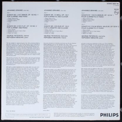 Philips 9500 784 - Johannes Brahms, George Pieterson, Hephzibah - Image 2