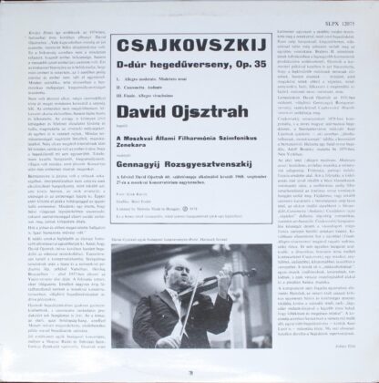 Hungaroton SLPX 12075 - Pyotr Ilyich Tchaikovsky, David Oistrach - Image 2