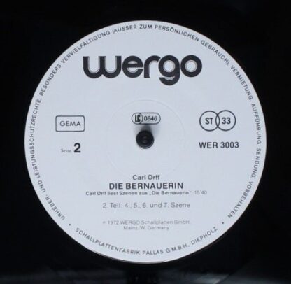 WERGO WER 3007 - Carl Orff - Bairisches Welttheater: Die Bernaue - Image 10