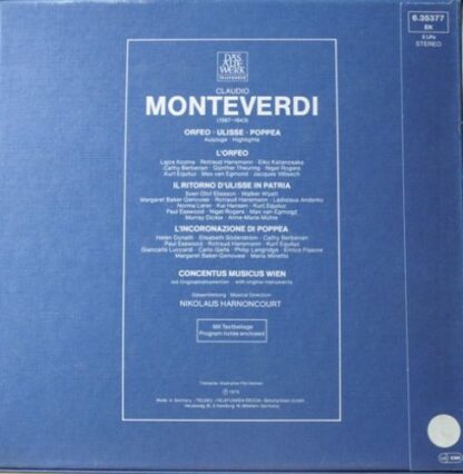Das Alte Werk 6.35377 - Claudio Monteverdi, Nikolaus Harnoncourt - Image 2