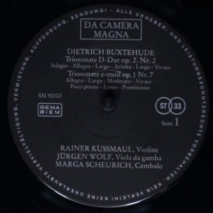 Da Camera Magna SM 92103 - Dieterich Buxtehude, Rainer Kussmaul, - Image 3