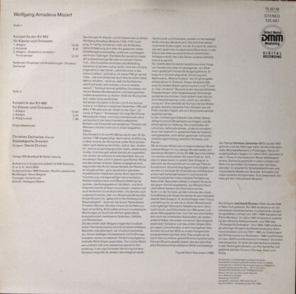 Eterna 725 047 - Wolfgang Amadeus Mozart, Christian Zacharias, S - Image 2