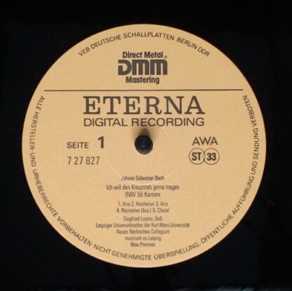 Eterna 7 27 827 - Johann Sebastian Bach, Siegfried Lorenz, Neues - Image 3