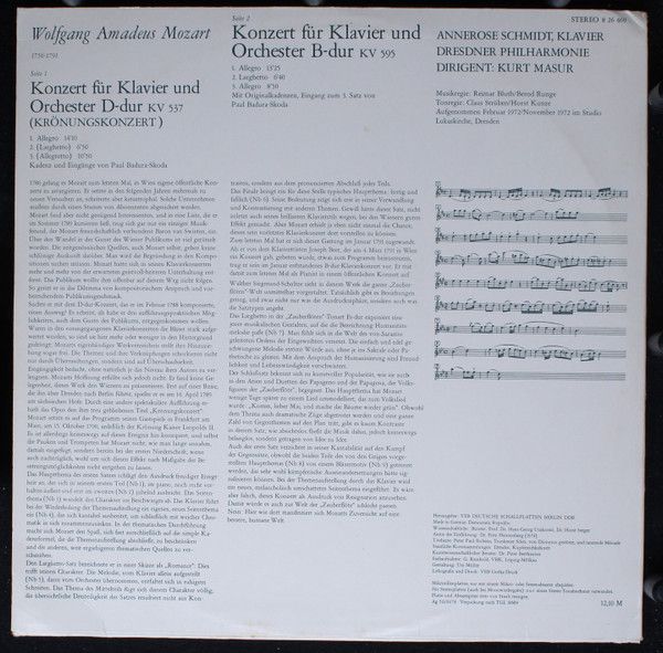 Eterna 8 26 469 - Wolfgang Amadeus Mozart, Annerose Schmidt, Dre - Image 2