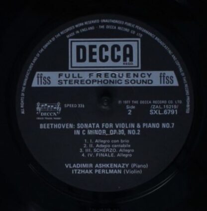 DECCA SXL 6791 - Ludwig van Beethoven, Itzhak Perlman, Vladimir - Image 4