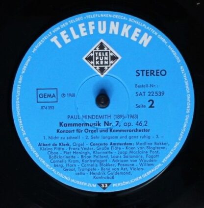 Telefunken SAT 22 539 - Paul Hindemith, Concerto Amsterdam - Kam - Image 6