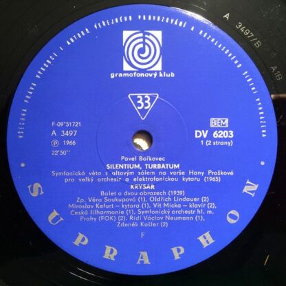 Supraphon DV 6203 - Pavel Bořkovec - Silentium Turbatum / The Pi - Image 4