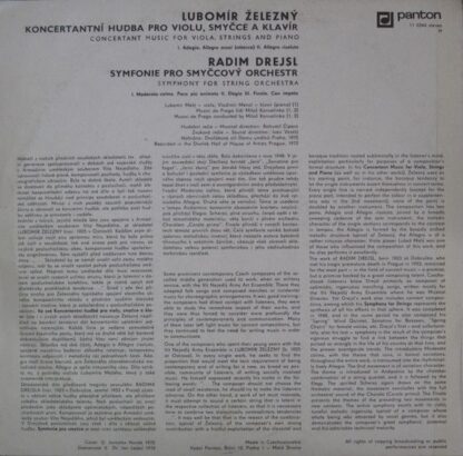 Panton 11 0344 - Lubomír Železný, Radim Drejsl, Musici De Praga, - Image 2