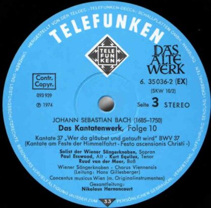 Telefunken SKW 10/1-2 - Johann Sebastian Bach - Kantatenwerk · C - Image 7